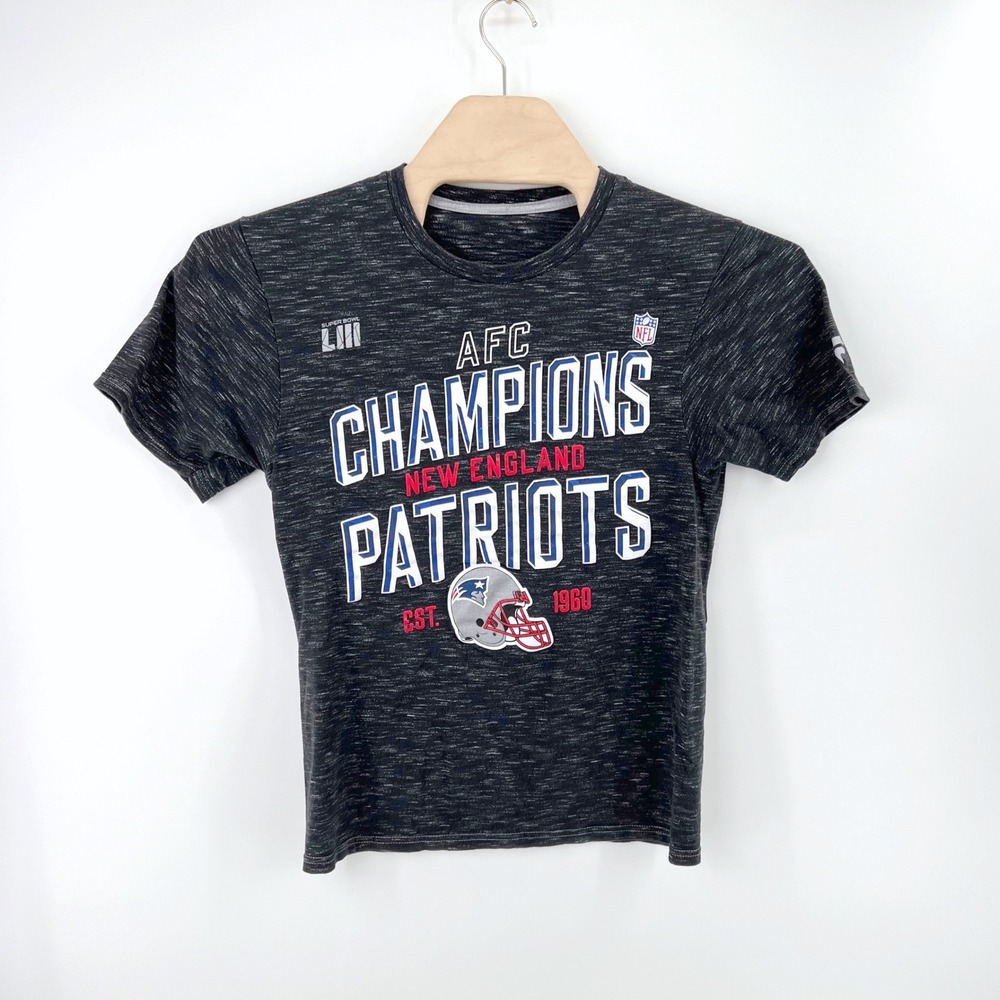 New England Patriots AFC Champions S Fanatics Cotton Blend Black Space Dye Tee